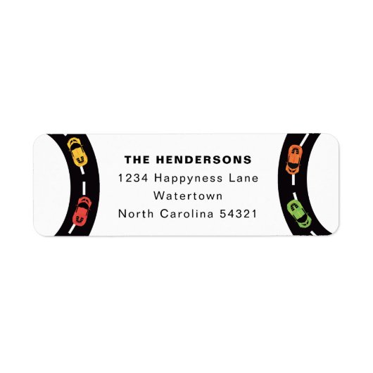 Race Track Jongens 4e Verjaardag Wit Etiket (Voorkant)