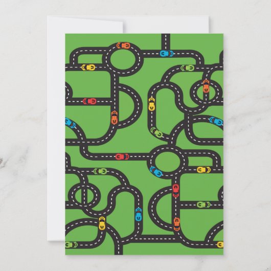 Race Track Jongens 4e Verjaardag Wit Kaart (Achterkant)