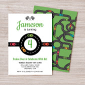 Race Track Jongens 4e Verjaardag Wit Kaart