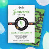 Race Track Jongens 4e Verjaardag Wit Kaart