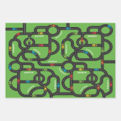 Race Track Jongens Verjaardag Groen Inpakpapier Vel (Voorkant)