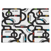 Race Track Jongens Verjaardag Wit Groot Cadeauzakje (Voorkant)