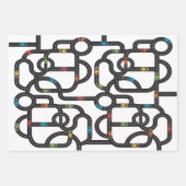 Race Track Jongens Verjaardag Wit Inpakpapier Vel (Voorkant 2)