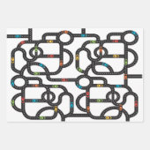 Race Track Jongens Verjaardag Wit Inpakpapier Vel (Voorkant)