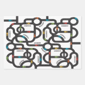 Race Track Jongens Verjaardag Wit Wrapping Papier Inpakpapier Vel (Voorkant)