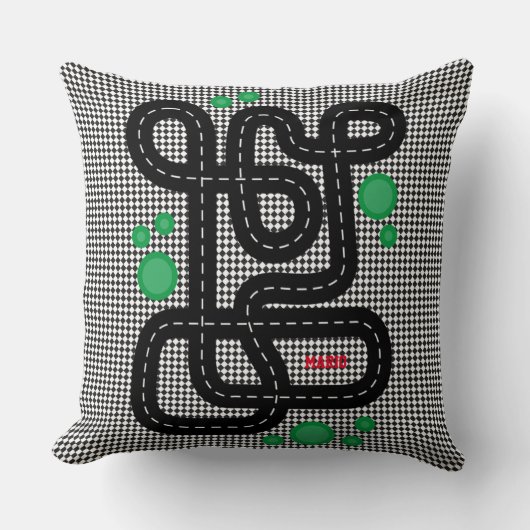 Race Track Kinder Playmat Cars Trucks Name Boy Dec Kussen (Voorkant)