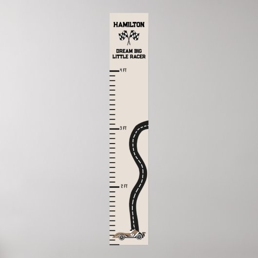 Race Track Neutral Boys Groeikaart Poster (Voorkant)