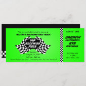 Race Track Pass Verjaardagskaart Bright Green Kaart (Voorkant / Achterkant)