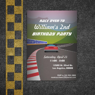 Race Track Race Auto Kids Birthday Party nodiging Kaart