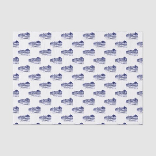 Race van de bemanning met Boathouse Blue Tissuepapier (Voorkant)