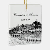 Race van de bemanning met zwarte Boathouse Keramisch Ornament (Rechts)