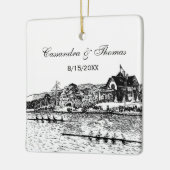 Race van de bemanning met zwarte Boathouse Keramisch Ornament (Links)