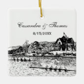Race van de bemanning met zwarte Boathouse Keramisch Ornament (Voorkant)