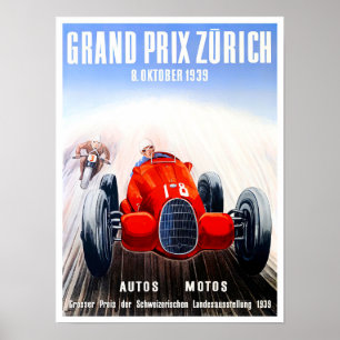  race van de Grote Prijs van Zürich 1939 Poster