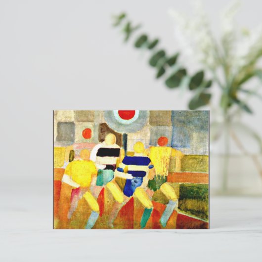 Race Walkers, kleurrijk Cubistisch kunstwerk Briefkaart (Staand voorkant)