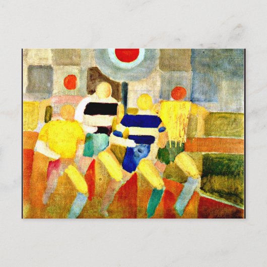 Race Walkers, kleurrijk Cubistisch kunstwerk Briefkaart (Voorkant)