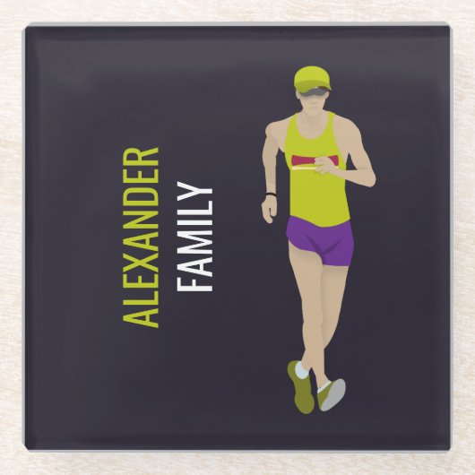 Race Walking Glazen Onderzetter (Voorkant)
