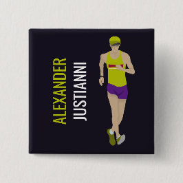 Race Walking Vierkante Button 5,1 Cm