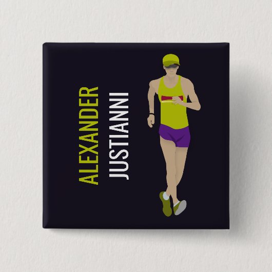 Race Walking Vierkante Button 5,1 Cm (Voorkant)