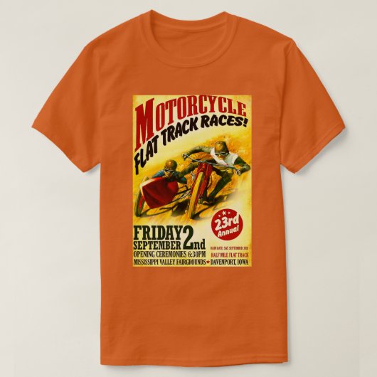  raceafdrukken met MOTORCYCLUS FLAT TRACK T-shirt (Design voorkant)