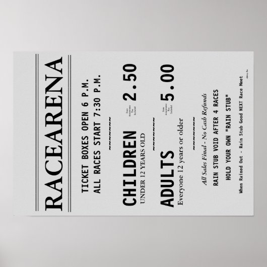 RACEARENA TICKET KANTOOR BILL DANBURY FAIR POSTER  (Voorkant)