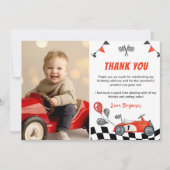 Raceautje Feest Verjaardag Foto Bedankkaart (Voorkant)