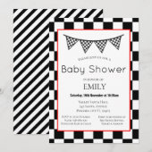 Raceauto Baby Shower Uitnodiging, Verjaardagsuitno Kaart (Voorkant / Achterkant)