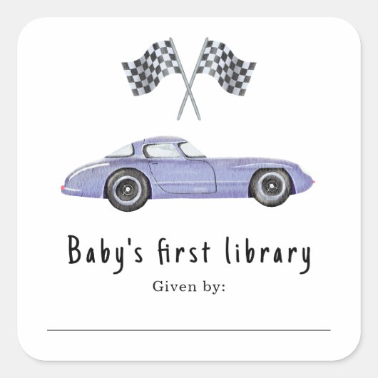 Raceauto - Baby's eerste bibliotheek Vierkante Sticker (Voorkant)
