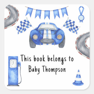 Raceauto - dit boek is van vierkante sticker