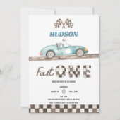 Raceauto Eerste Verjaardagsuitnodiging Kaart (Voorkant)