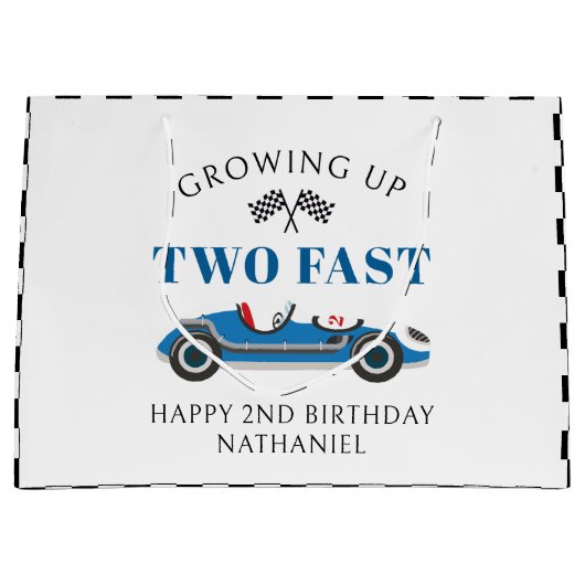 raceauto Gelukkig 2e Verjaardag Groot Cadeauzakje (Voorkant)