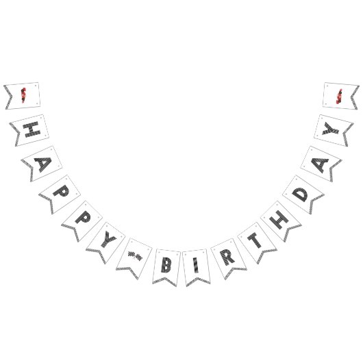 Raceauto Gelukkige Verjaardagsbanner Vlaggetjes (Alle)