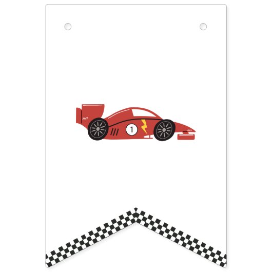 Raceauto Gelukkige Verjaardagsbanner Vlaggetjes (Eerste vlag)