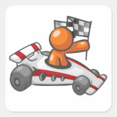 Raceauto Geruite Vlag Stickers (Voorkant)