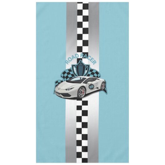 raceauto groen, zwart en wit tafelkleed (Voorkant)