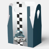 raceauto, groen, zwart-wit draagtas bedankdoosjes (Geopend)