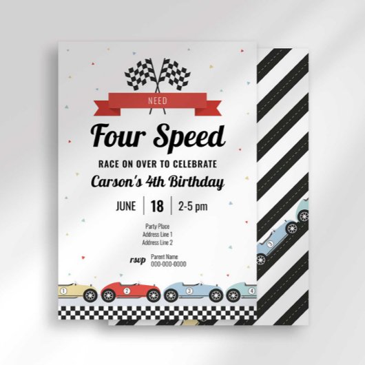  raceauto heeft 4-versnellingen nodig verjaardagsu kaart