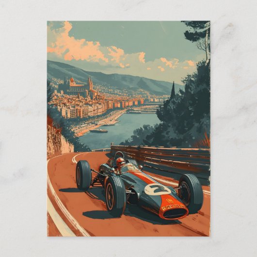  raceauto in Barcelona Briefkaart (Voorkant)