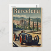  raceauto in Barcelona Briefkaart (Voorkant / Achterkant)