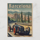  raceauto in Barcelona Briefkaart (Voorkant)