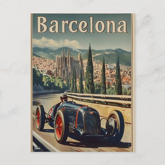  raceauto in Barcelona Briefkaart (Voorkant)