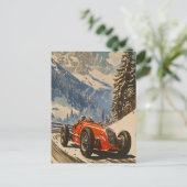 raceauto in de Alpen Briefkaart (Staand voorkant)