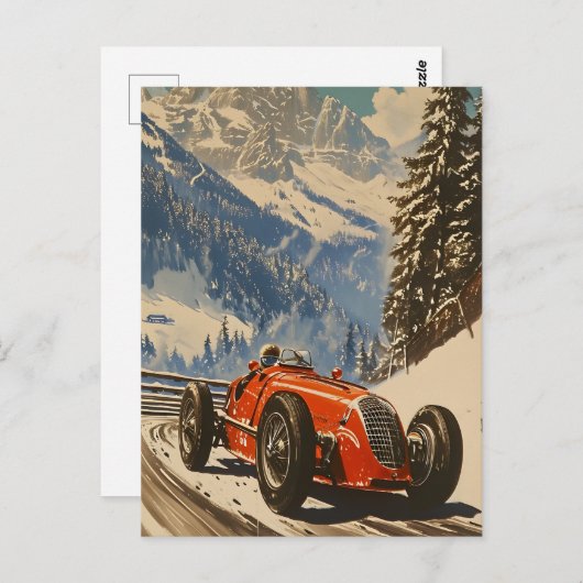  raceauto in de Alpen Briefkaart (Voorkant / Achterkant)