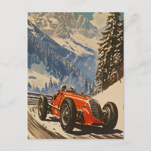 raceauto in de Alpen Briefkaart (Voorkant)