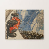  raceauto in de Alpen Legpuzzel (Horizontaal)