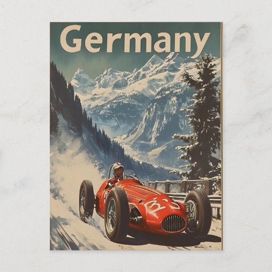 raceauto in de Alpen van Duitsland Briefkaart (Voorkant)