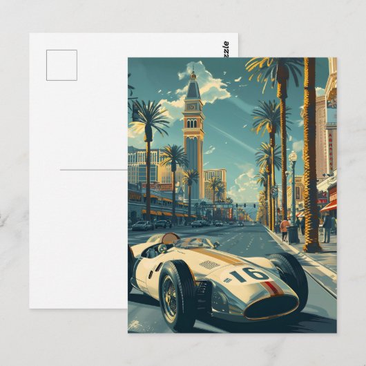  raceauto in Las Vega Briefkaart (Voorkant / Achterkant)