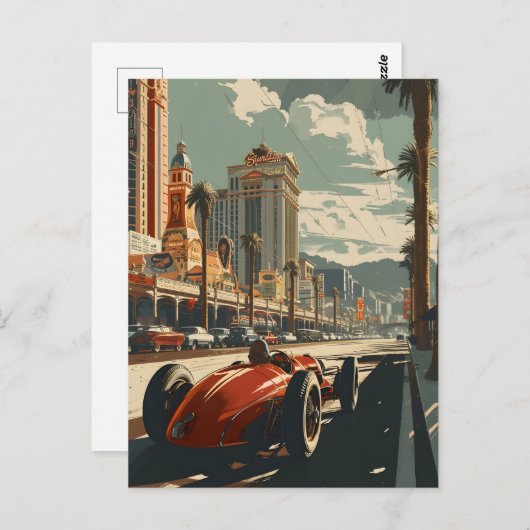 raceauto in Las Vegas Briefkaart (Voorkant / Achterkant)