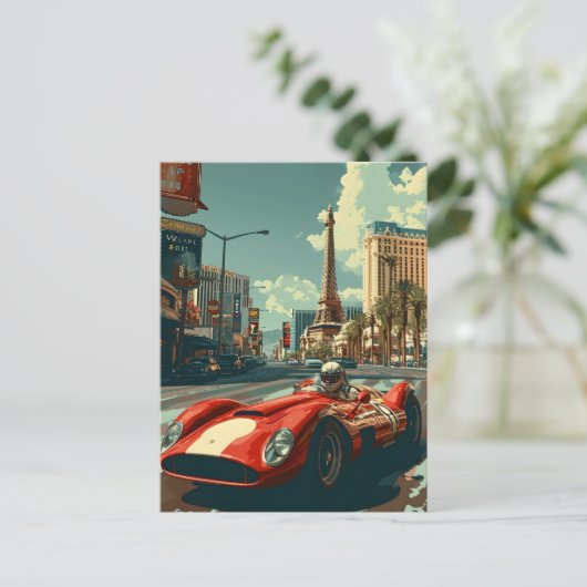  raceauto in Las Vegas Briefkaart (Staand voorkant)