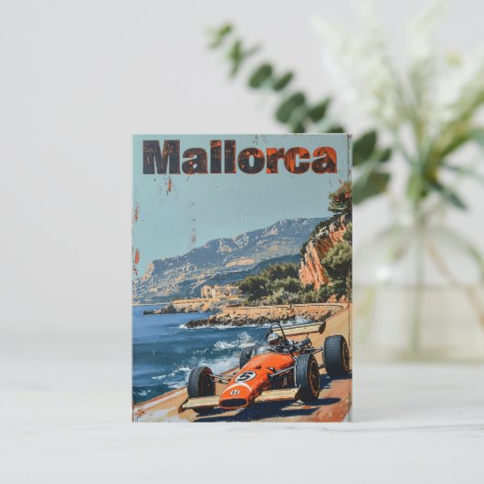  raceauto in Mallorca Briefkaart (Staand voorkant)